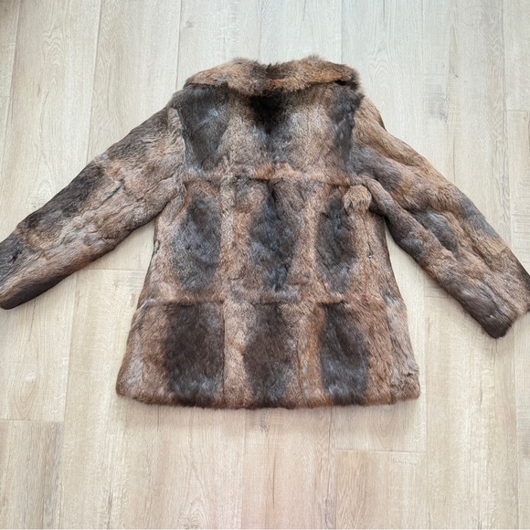 LUXURIOUS GORGEOUS Women’s Brown Rabbit Fur Coat Jacket Size M / L VINTAGE - Picture 3 of 9